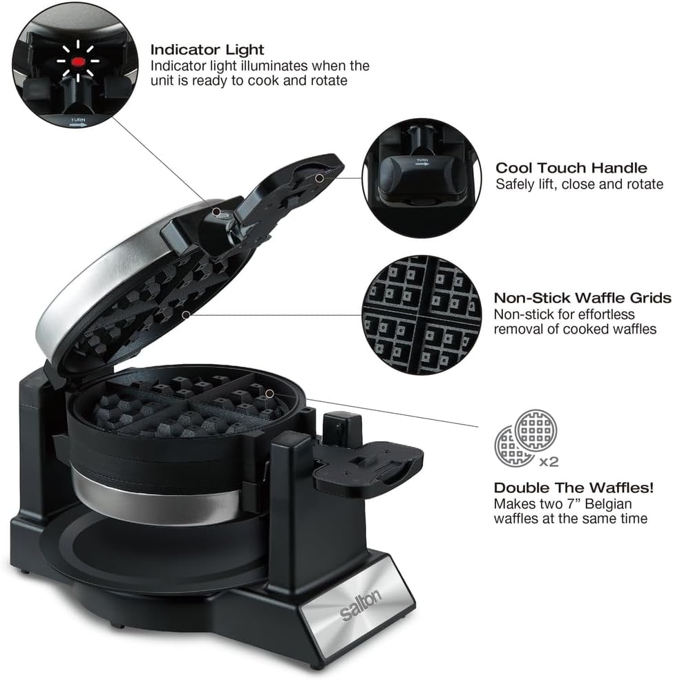 Salton Rotating Double Belgian Waffle Maker