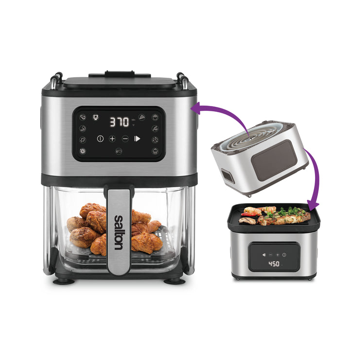 Salton Flip and Cook 3-in-1 Air Fryer, Grill and Dehydrator