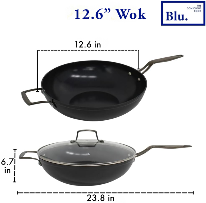 Blu. Cookware 12.6” Wok with Lid