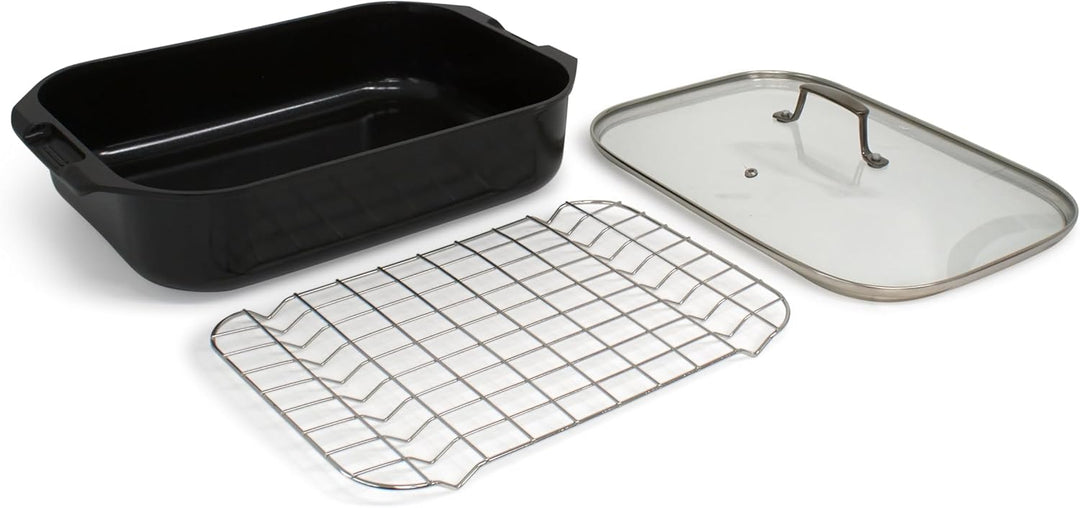 Blu. Cookware Roasting Pan with Lid and Roasting Rack