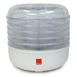 a white food dehydrator with clear lid