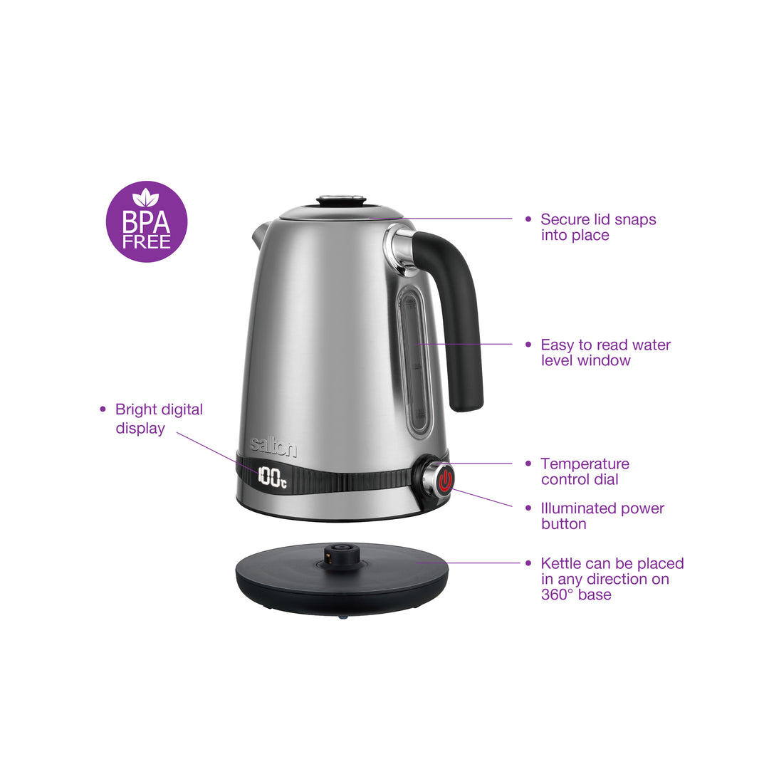 Salton Cordless Electric Stainless Steel Kettle