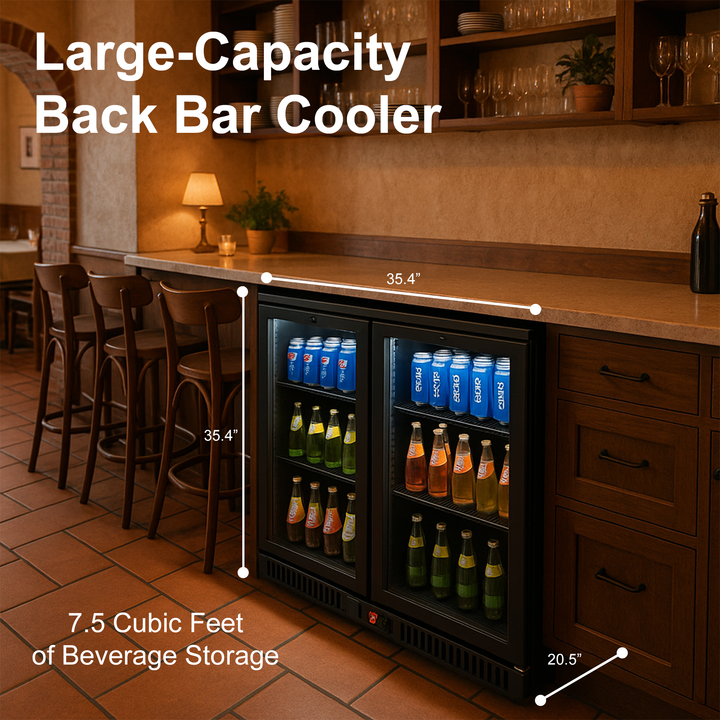 VITLIFE Back Bar Cooler with 2 Glass Doors