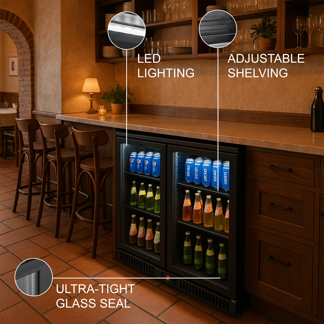 VITLIFE Back Bar Cooler with 2 Glass Doors