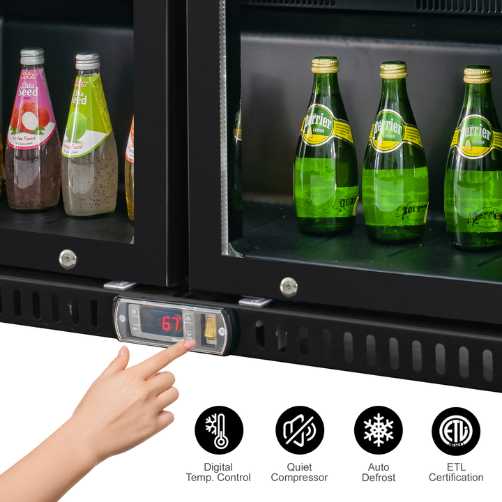 VITLIFE Back Bar Cooler with 2 Glass Doors